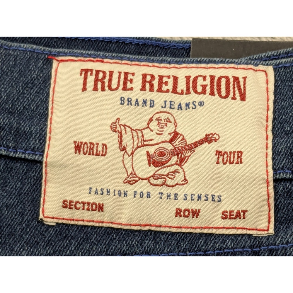 True Religion Rocco Relaxed Skinny Jeans Dark Scorched Wash Flap Pocket Mens 34 - Picture 4 of 15